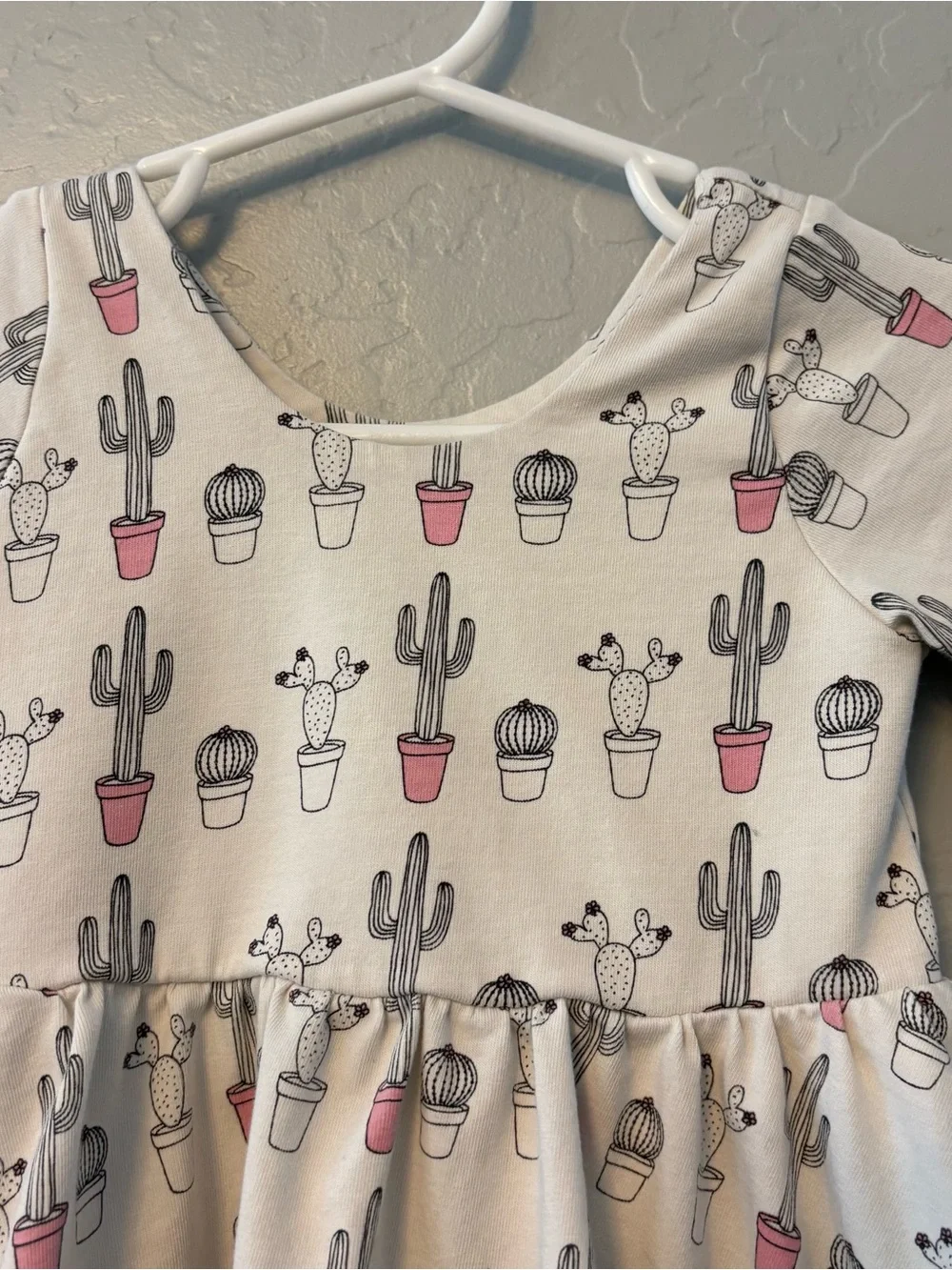 Monica + Andy white black pink cactus print let's dance dress size 12-18 months